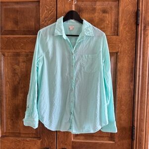 J. Crew Green and White Gingham Checked Top - Women's Size Large